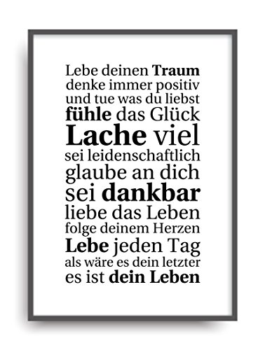 ALEMARG Moderner Vintage Poster Druck LEBE DEINEN Traum Fine Art Kunstdruck Deko Bild Print Plakat ungerahmt DIN A4 Geschenk von ALEMARG