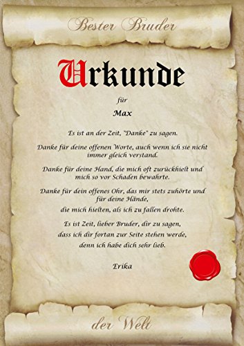 Urkunde für Beste Schwester der Welt - Bester Bruder DIN A4 Geschenk personalisiert - XL Geschenkidee zum Geburtstag von Geschwister mit Name von ALEMARG