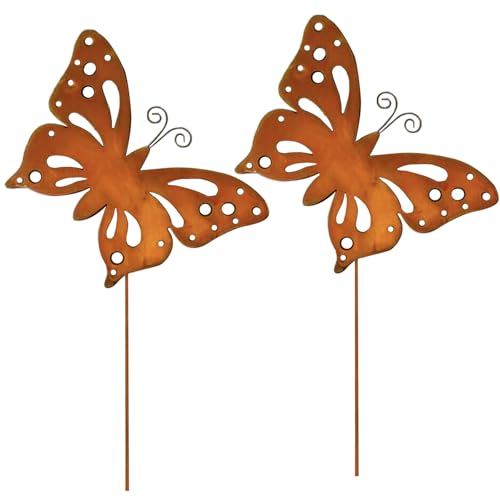 ALEMIN 2er Rost Schmetterling Gartenstecker, Metall Rostiger Schmetterling gartendeko rost für draußen, rostdeko gartendeko Deko für Garten Terrasse Balkon ALEMIN 2er Rost Schmetterling Gartenstecker, Metall Rostiger Schmetterling gartendeko rost für draußen, rostdeko gartendeko Deko für Garten Terrasse Balkon von ALEMIN