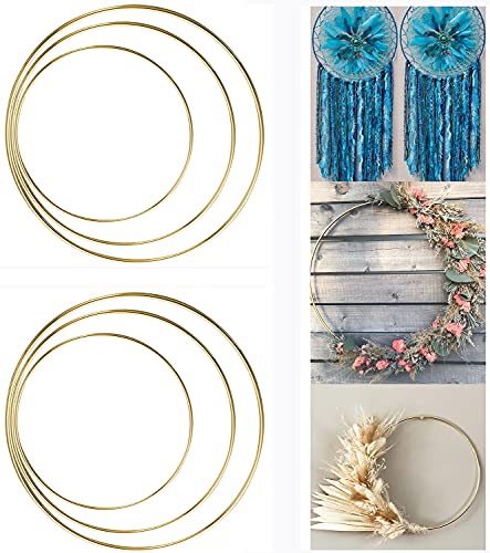 6 Stück Metallring zum Basteln 20cm 25cm 30cm Gold Blumenkranz Reifen Makramee Ringe Mobile Ring Floral Hoops Traumfänger Ring, Hochzeitskranz, Wandbehänge von ALEMIN
