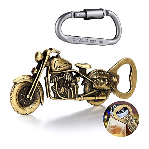 Geschenke für Männer, Vintage Motorrad Bier Flaschenöffner, männer geschenke for Papa Opa Weihnachten, Barkeeper Bierflaschenöffner für Bar Party, Motorrad-Bier geschenk mit Karabiner Schlüsselbund von ALEMIN