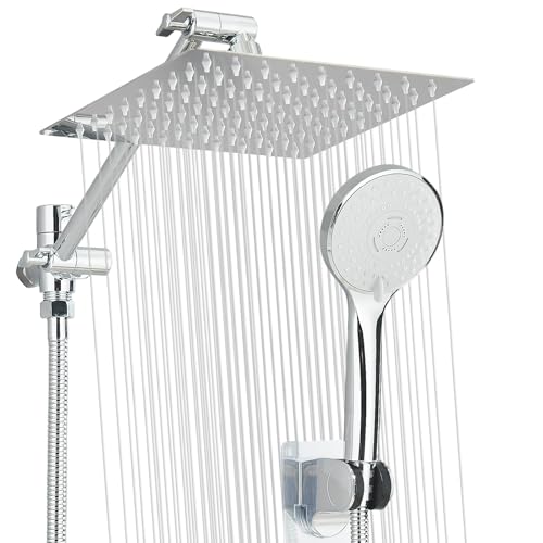 25,4 cm Regenduschkopf, Kombi, Edelstahl, breiter Regenduschkopf mit 3 Modi, Handwasserstrahl, Hochdruck-Duschkopf mit Arm für Badezimmerzubehör von ALENARTWATER