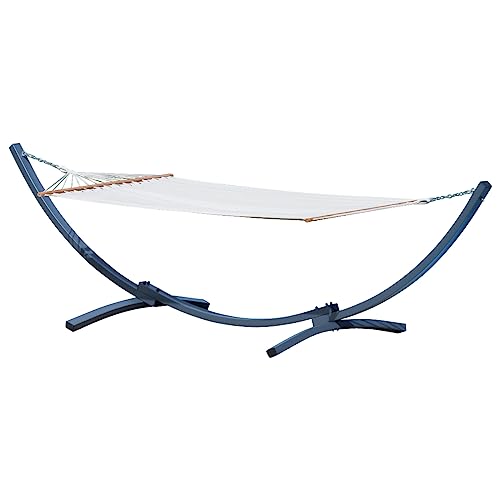 ALEOS. 375cm Hängemattengestell für 1 Person Gestell aus Metall mit Stabhängematte Capri-Creme - Hängemattenständer - Metallgestell mit Hängematte, Ketten und Karabiner für Garten und Camping von ALEOS.