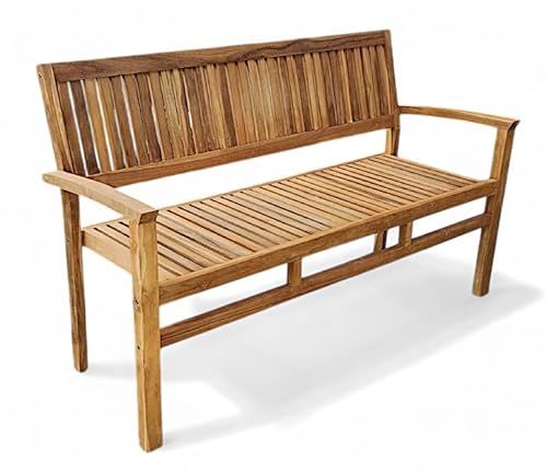 ALEOS. Teak Design Gartenbank 150cm Parkbank Sitzbank 3-Sitzer Bank Gartenmöbel Holz sehr robust Modell Miami von ALEOS.