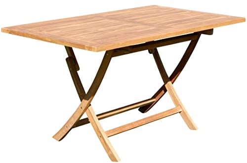 ALEOS. XXL echt Teak Klapptisch Holztisch Gartentisch Garten Tisch 140x80 cm JAV-Aves Holz Teakholz von ALEOS.