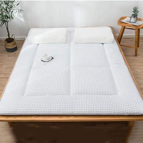 ALEPXS Tatami-Schlafmatte Japanische Futon-Bodenmatratze Zusammenklappbar Tatami-Matratze rutschfeste Schlafmatte in voller Größe Für Camping & Bettbezüge (Color : Weiss, Size : 100 * 200cm) von ALEPXS