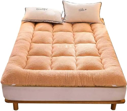 ALEPXS Tatami-Schlafmatte Plüsch-Bodenmatratze Japanische Futon-Tatami-Matte Schlafmatratze für Studentenwohnheime Ultraweiche Flauschige Matratze in Beige (Color : Camel, Size : Twin) von ALEPXS
