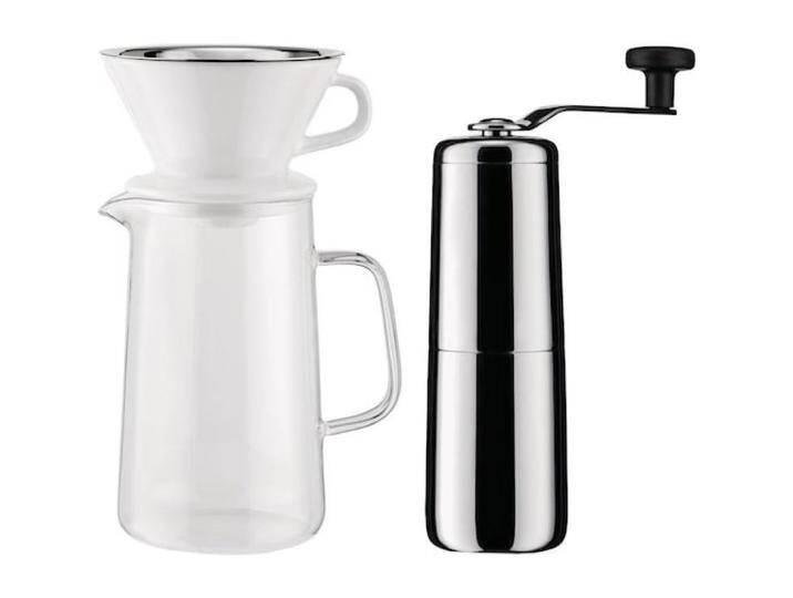 Alessi Slow Coffee aus Kaffeemühle Karaffe Filterhalter und Filter, Kaffeebereiter von ALESSI