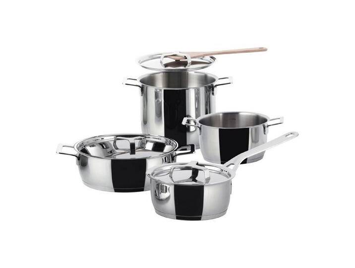 Alessi Topf-Set Pots&Pans, Edelstahl (7-teilig, 7-tlg), induktionsgeeignet, silberfarben von ALESSI