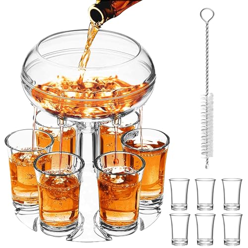 ALEVMOOM Schnapsglasspender und Halter, verstellbarer Acryl-Schnapsspender mit 6 Trinkgläsern aus lebensmittelechtem Plexiglas, für Bierspender für Bar-Partys, Trinkwerkzeuge mit Bürste von ALEVMOOM