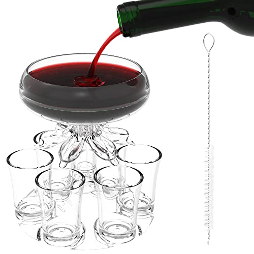 ALEVMOOM 6 Schnapsglas-Spender und Halter, Shots-Spender zum Befüllen von Flüssigkeiten, mehrere 6 Schnapsspender, Bar-Schnapsspender, Cocktailspender, Träger-Likörspender, Getränkewerkzeug, Spender von ALEVMOOM