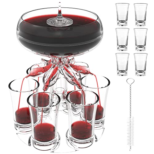 ALEVMOOM 6 Schnapsglas-Spender und Halter zum Befüllen von Flüssigkeiten, mehrere 6 Schnapsspender, Bar-Schnapsspender, Cocktailspender, Tragetasche, Likörspender, Getränkewerkzeug, Spender mit Slogan von ALEVMOOM