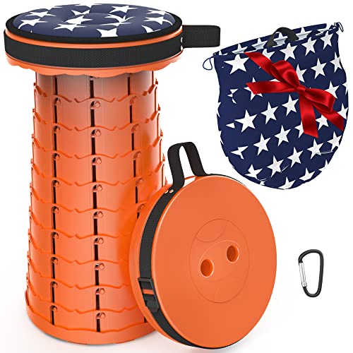 ALEVMOOM Tragbarer Klapphocker mit Kissen,Camping Hocker Teleskophocker,Klappbarer Hocker,Mini Leichte Campinghocker für Outdoor Camping Angeln BBQ Drinnen Küche,Belastung 440lbs von ALEVMOOM