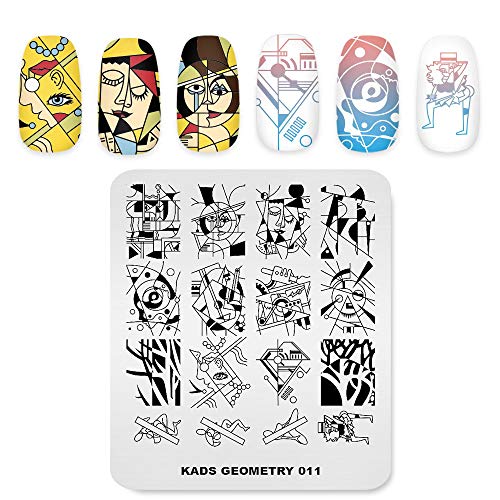Alexnailart Nail Stamping Plate Kreative Geometric Theme Image Design Vorlagen Abstrakte Malerei Geometrie Multi-Pattern Leiterplatte Maniküre DIY Nail Art Druck werkzeuge von ALEXNAILART