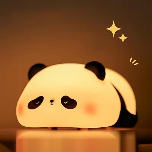 ALEXOUN Panda Nachtlicht Kinder,Cute Panda LED Nachttischlampe,3 Lichtmodi Stilllicht Dimmbar,Soft Silikon Nachttischlampe Mit Berührungssensor,Cute Nachtlicht Kinderzimmer Deko von ALEXOUN