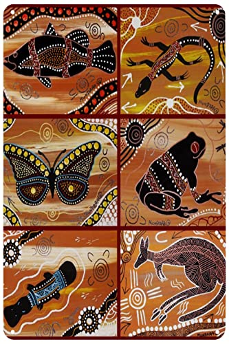 Metall-Blechschild – australische Aborigine-Kunstdrucke Souvenir – Wanddekorationen Poster für Zuhause, Hotel, Bar, Zimmer, Café, Garage, 20,3 x 30,5 cm von SREELEATHERS