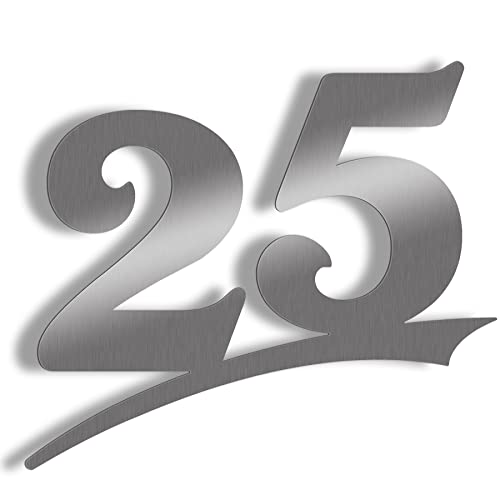 Hausnummer Edelstahl gebürstet mit große Zahlen - frei wählbar zwischen Hausnummer 1-29, 16cm, 20cm, 30cm Türschild Sonderanfertigung aus Edelstahl Hausnummer XXL (Hausnummer 25 / 20cm) von ALEZZIO