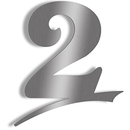 Hausnummer Edelstahl gebürstet mit große Zahlen - frei wählbar zwischen Hausnummer 1-29, 16cm, 20cm, 30cm Türschild Sonderanfertigung aus Edelstahl Hausnummer XXL (Hausnummer 2 / 20cm) von ALEZZIO