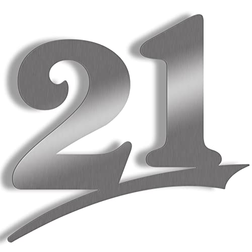 Hausnummer Edelstahl gebürstet mit große Zahlen - frei wählbar zwischen Hausnummer 1-29, 16cm, 20cm, 30cm Türschild Sonderanfertigung aus Edelstahl Hausnummer XXL (Hausnummer 21 / 20cm) von ALEZZIO