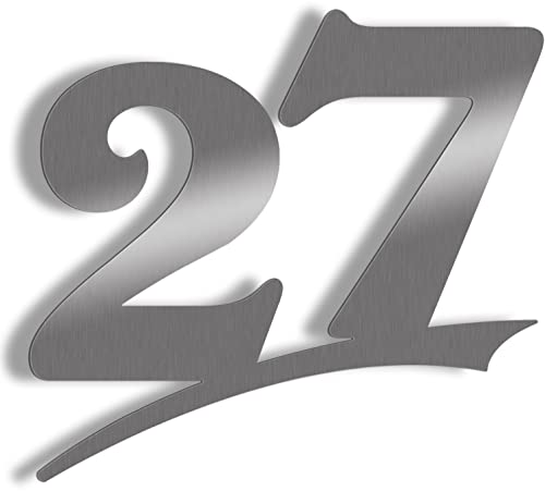 Hausnummer Edelstahl gebürstet mit große Zahlen - frei wählbar zwischen Hausnummer 1-29, 16cm, 20cm, 30cm Türschild Sonderanfertigung aus Edelstahl Hausnummer XXL (Hausnummer 27 / 20cm) von ALEZZIO