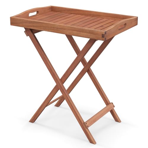 ALEjon Acacia Holz Klapptisch Side Table: Allwetter-Terrassentisch für Außen und Innen von ALEjon