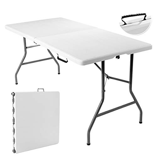 ALEjon Tragbarer Klapptisch - Leichter 5FT/6FT Regaltisch für Essen im Freien, Picknick und Grillen - Leicht zu transportieren mit eingebauten Griffen - Unterstützt bis zu 150 kg von ALEjon