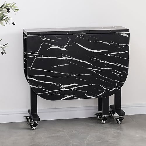 ALEjon Zusammenklappbarer Esstisch mit verdickter Platte mit mobilem Design, 6 Rollen und Halterung aus Karbonstahl – platzsparender, leicht zu bewegender Küchentisch (120 x 100 x 75 cm) von ALEjon