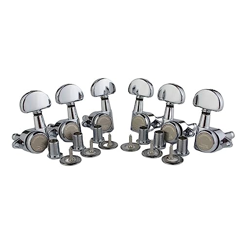 ALFAAL 3R3L Schwarz Hinten Locking Tuner Gitarre Tuning Pegs Maschine Kopf 1:21 Für LP Gitarre Silber Schwarz Gold (Color : Chrome) von ALFAAL