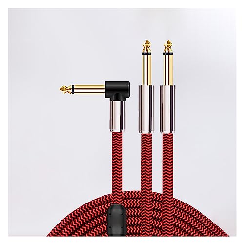 ALFAAL 6,5 mm auf Dual 6,5 mm Audiokabel, 6,35 mm großes zweiadriges Gitarren-Verstärker-Audiokabel, Instrumentenkabel (Farbe: 2 Meter) von ALFAAL