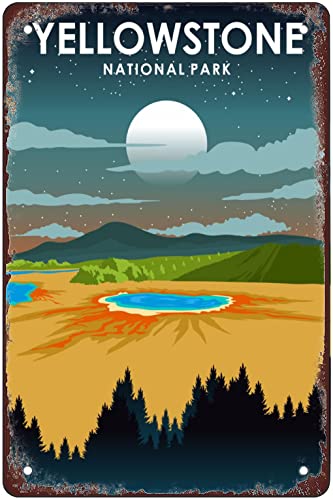 Yellowstone National Park Vintage Reiseposter Retro Poster Metall Blechschild Chic Kunst Eisen Malerei Bar Menschen Höhle Cafe Familie Garage Wanddekoration 20,3 x 30,5 cm von ALFAAL