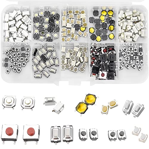 250 Stück Mikroschalter SMD Mikrotaster Taktile Druckschalter Micro Switch Miniatur Touch Button Schalter 10 Werte Taktile Push Button Switch Sortiment für Auto Fernbedienung Schlüssel von ALFFREUDE