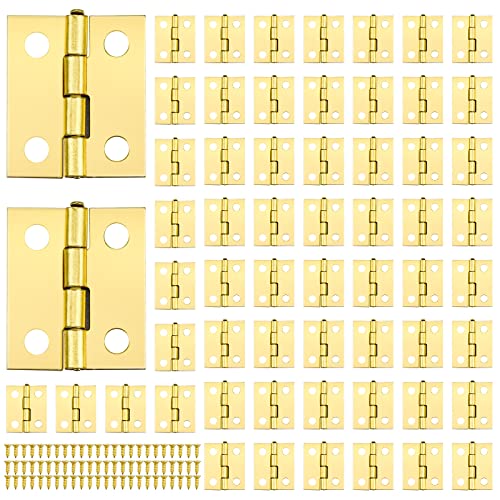 60 Stück Mini Scharniere Retro Messing Kleine Scharniere Klavierband Edelstahl Metall klein Scharnier mit 240 Scharnierschrauben für Schränke, Fenster, Türen - 18 x 15mm von ALFFREUDE