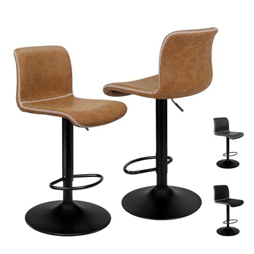 ALFORDSON 2 x Barhocker, 2er Set Thekenbarstühle, gut gepolstert, Kunstleder, höhenverstellbar - 360° drehbar - 3 Farben zur Auswahl, Braun von ALFORDSON