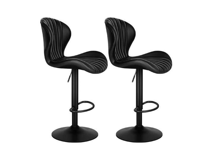 ALFORDSON Barhocker 2er Set, Höhenverstellbare Küchenhocker mit Schwenkfunktion, Barhocker zum Essen mit Sitzhöhe von 59-81 cm, Schwarz, schwarz von ALFORDSON