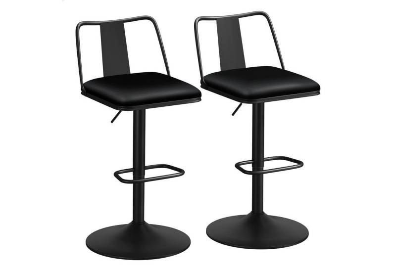 ALFORDSON Barhocker Barhocker-Set aus 2 gepolsterten Drehhockern mit Gaslift-Funktion, höhenverstellbare Küchenhocker mit Rückenlehne, Schwarz von ALFORDSON