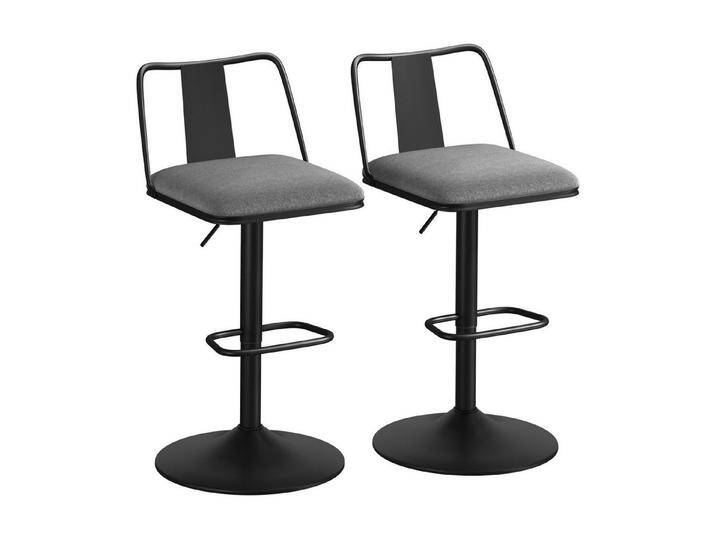ALFORDSON Barhocker Set aus 2 gepolsterten Drehhockern mit Gaslift-Funktion, höhenverstellbare Küchenhocker mit Rückenlehne, Leinen Grau, grau ALFORDSON Barhocker Set aus 2 gepolsterten Drehhockern mit Gaslift-Funktion, höhenverstellbare Küchenhocker mit Rückenlehne, Leinen Grau, grau von ALFORDSON