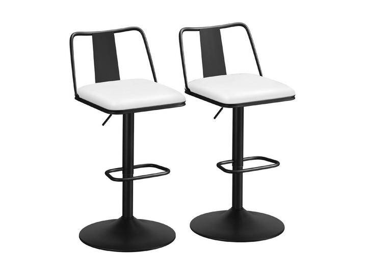 ALFORDSON Barhocker Set aus 2 gepolsterten Drehhockern mit Gaslift-Funktion, höhenverstellbare Küchenhocker mit Rückenlehne, Weiß, weiß, Weiß ALFORDSON Barhocker Set aus 2 gepolsterten Drehhockern mit Gaslift-Funktion, höhenverstellbare Küchenhocker mit Rückenlehne, Weiß, weiß, Weiß von ALFORDSON