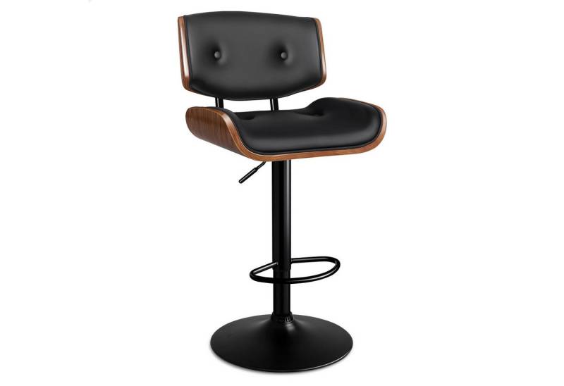 ALFORDSON Barhocker Verstellbarer, Sitzfläche aus geknöpftem PU-Leder (1er-set, 360°-Drehung, Gasdruckfeder), Solide Basis, Odette-Design, Schwarz von ALFORDSON
