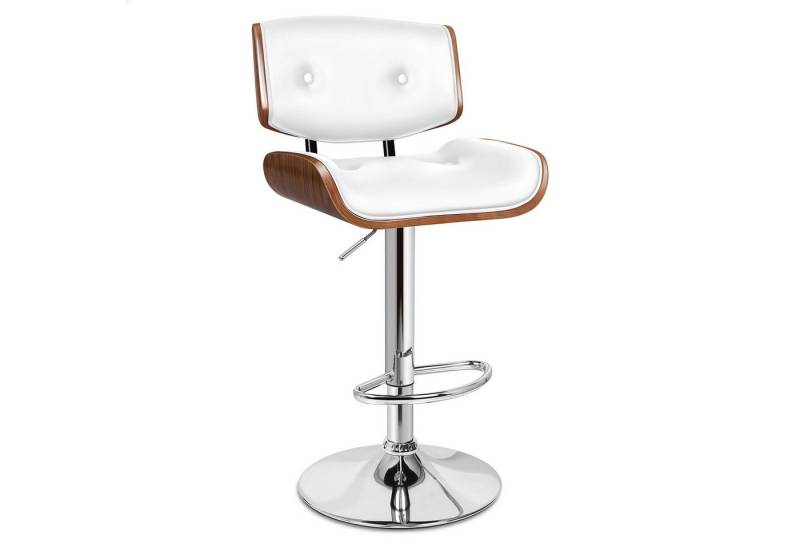 ALFORDSON Barhocker Verstellbarer, Sitzfläche aus geknöpftem PU-Leder (1er-set, 360°-Drehung, Gasdruckfeder), Solide Basis, Odette-Design, Weiß von ALFORDSON