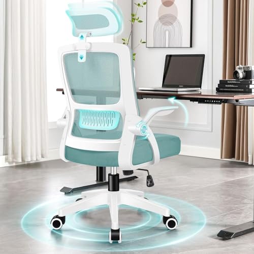 ALFORDSON Bürostuhl, Sessel mit Kopfstütze, Computer-Schreibtischstuhl mit Lordosenstütze, Drehstuhl für das Heimbüro, Cyan von ALFORDSON