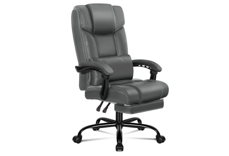 ALFORDSON Bürostuhl Ergonomische Gamingstuhl mit hoher Rückenlehne und extra großem Kissen, mit einziehbaren Fußstützen und abnehmbaren Kissen, grau von ALFORDSON