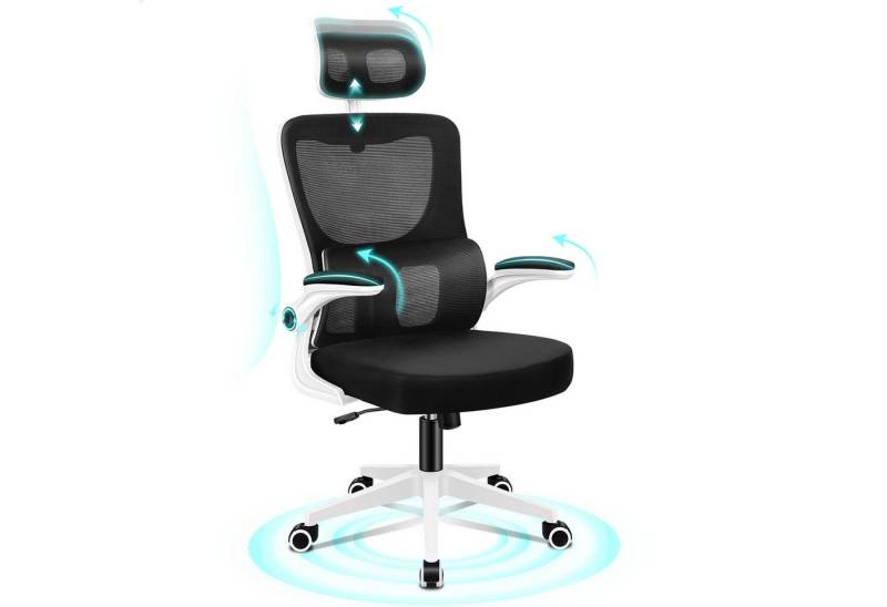ALFORDSON Bürostuhl Ergonomischer, atmungsaktives Netzgewebe, (1 St), Selbsteinstellende Lendenwirbelstütze, 120° Neigungsverstellung von ALFORDSON