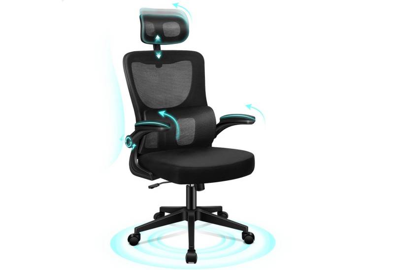 ALFORDSON Bürostuhl Ergonomischer, atmungsaktives Netzgewebe, (1 St), Selbsteinstellende Lendenwirbelstütze, 120° Neigungsverstellung von ALFORDSON