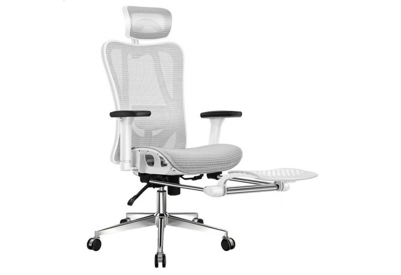 ALFORDSON Bürostuhl Ergonomischer Netz-stuhl mit 3D-Armlehne, neigbarer Schreibtischstuhl, Chefsessel mit Verstellbarer Kopfstütze und Fußstütze von ALFORDSON