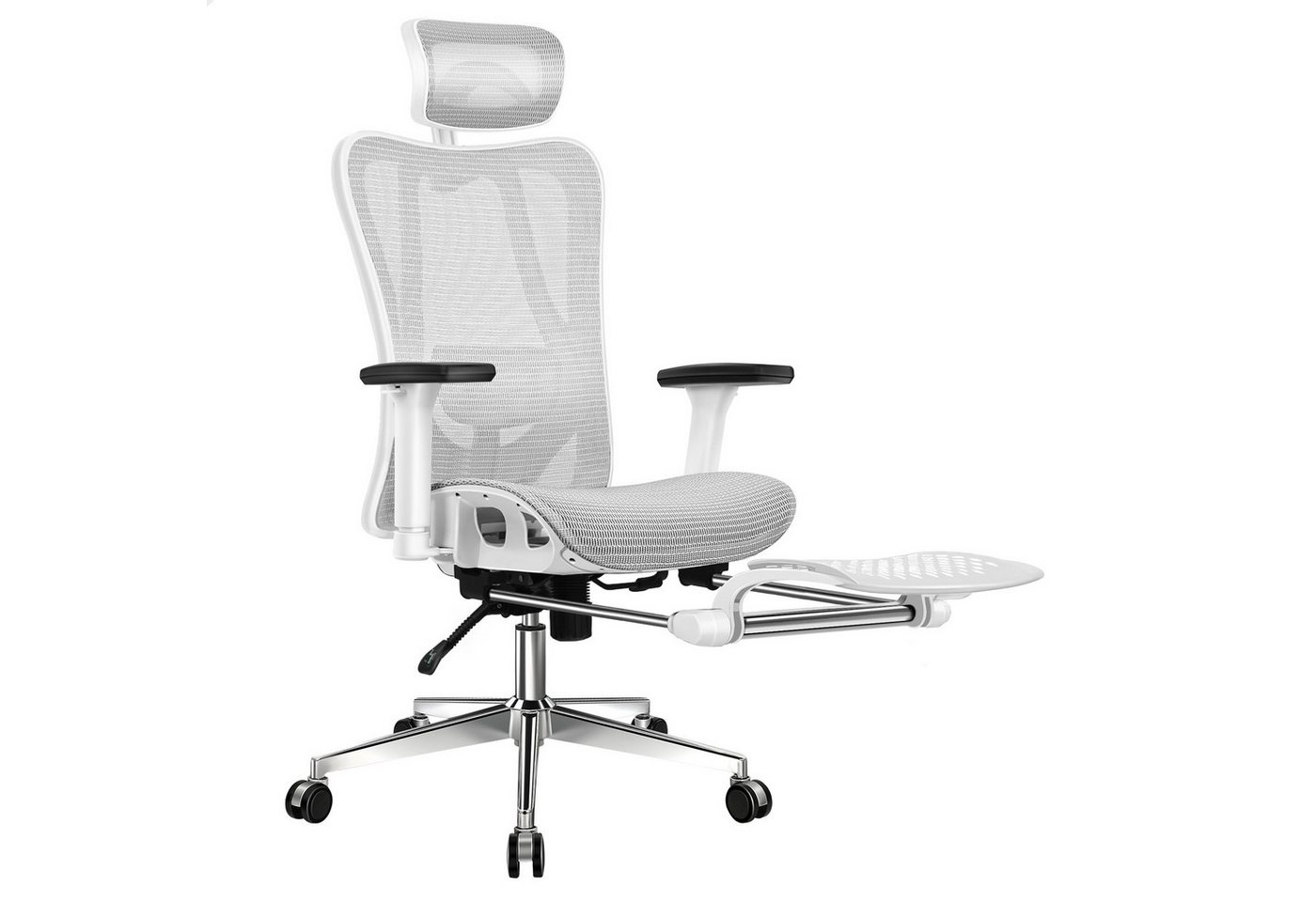 ALFORDSON Bürostuhl Ergonomischer Netz-stuhl mit 3D-Armlehne, neigbarer Schreibtischstuhl, Chefsessel mit Verstellbarer Kopfstütze und Fußstütze ALFORDSON Bürostuhl Ergonomischer Netz-stuhl mit 3D-Armlehne, neigbarer Schreibtischstuhl, Chefsessel mit Verstellbarer Kopfstütze und Fußstütze von ALFORDSON