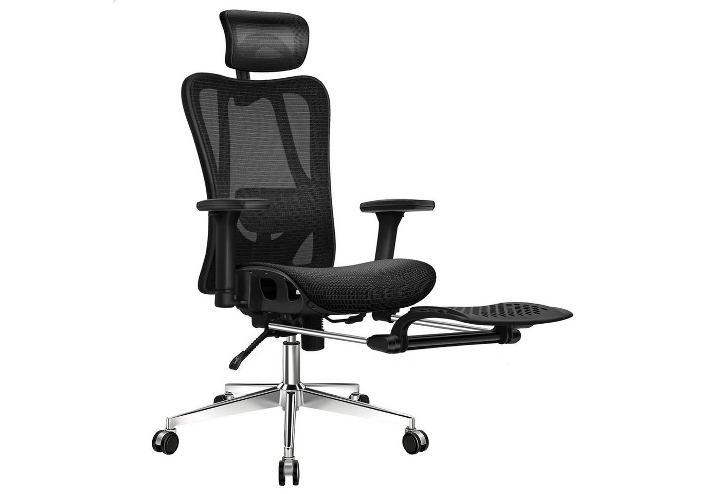 ALFORDSON Bürostuhl Ergonomischer Netz-stuhl mit 3D-Armlehne, neigbarer Schreibtischstuhl, Chefsessel mit Verstellbarer Kopfstütze und Fußstütze ALFORDSON Bürostuhl Ergonomischer Netz-stuhl mit 3D-Armlehne, neigbarer Schreibtischstuhl, Chefsessel mit Verstellbarer Kopfstütze und Fußstütze von ALFORDSON