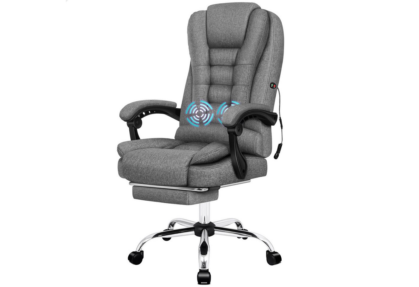 ALFORDSON Bürostuhl Gaming-Stuhl, Massage-Computerstuhl mit Wippfunktion, mit verstellbaren Armlehnen, höhenverstellbar, Leinen Grau ALFORDSON Bürostuhl Gaming-Stuhl, Massage-Computerstuhl mit Wippfunktion, mit verstellbaren Armlehnen, höhenverstellbar, Leinen Grau von ALFORDSON
