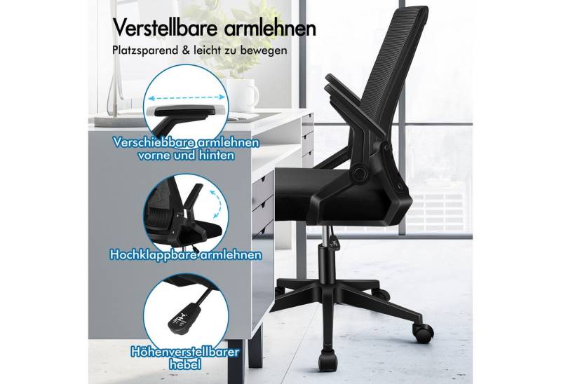 ALFORDSON Bürostuhl komfortable Lendenwirbelstütze, ergonomisch, (1 St), mit Rollen, klappbare Armlehnen von ALFORDSON