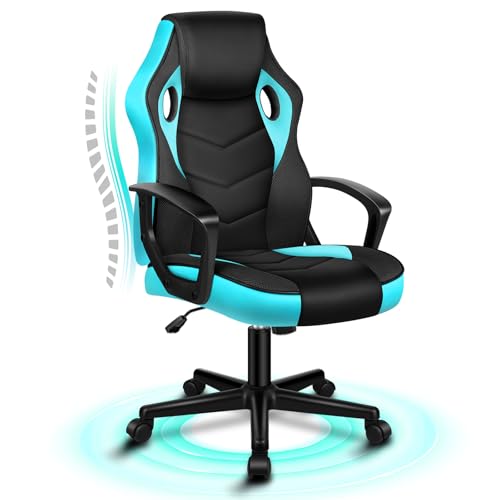 ALFORDSON Computer-Gaming-Schreibtischstuhl, ergonomischer Patchwork-Stoff aus PU-Leder mit bequemer Lendenwirbelstütze, höhenverstellbarer Rollschreibtisch für Zuhause und das Büro, Cyan ALFORDSON Computer-Gaming-Schreibtischstuhl, ergonomischer Patchwork-Stoff aus PU-Leder mit bequemer Lendenwirbelstütze, höhenverstellbarer Rollschreibtisch für Zuhause und das Büro, Cyan von ALFORDSON
