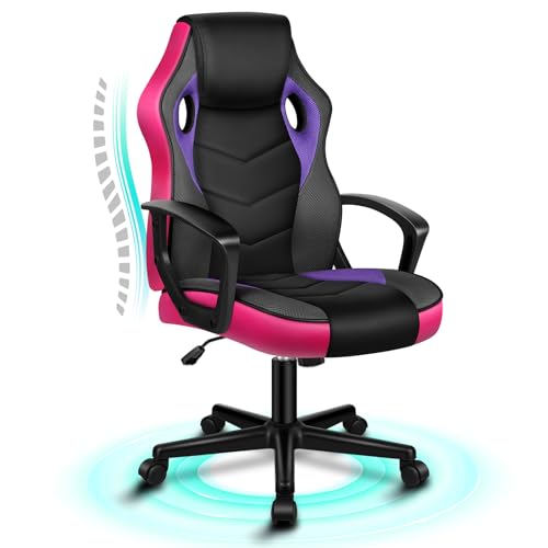 ALFORDSON Computer-Gaming-Schreibtischstuhl, ergonomischer Patchwork-Stoff aus PU-Leder mit bequemer Lendenwirbelstütze, höhenverstellbarer Rollschreibtisch für Zuhause und das Büro, Lila ALFORDSON Computer-Gaming-Schreibtischstuhl, ergonomischer Patchwork-Stoff aus PU-Leder mit bequemer Lendenwirbelstütze, höhenverstellbarer Rollschreibtisch für Zuhause und das Büro, Lila von ALFORDSON